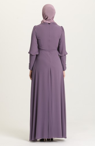 Dark Violet Hijab Evening Dress 4865-03