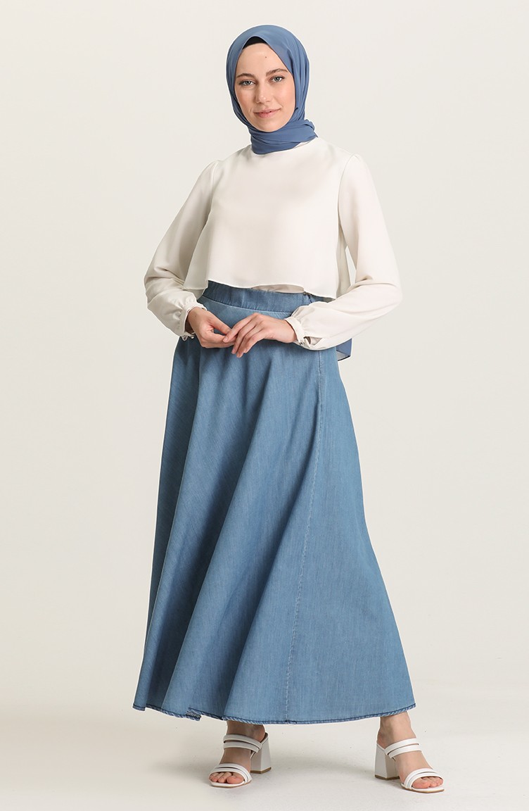 Denim Blue Skirt 1020216ETK-02 | Sefamerve