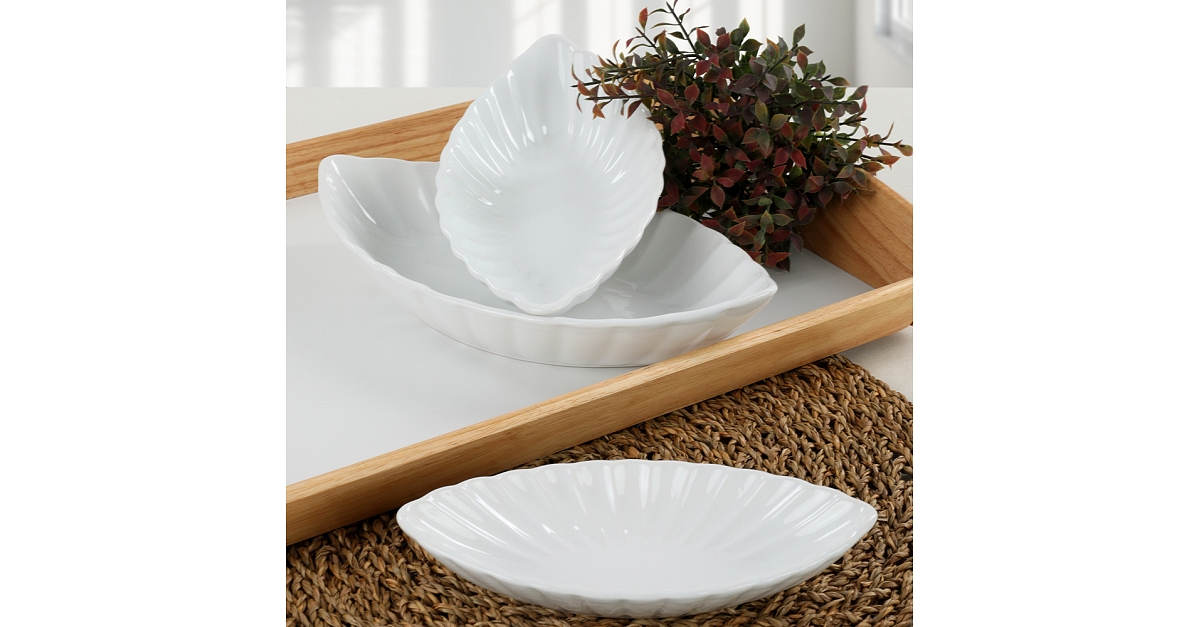 Keramika Beyaz Midye Kayık Tabak 20-25-30 Cm 3 Adet  ST506003F004A000000MASKM00-01 Beyaz | Sefamerve