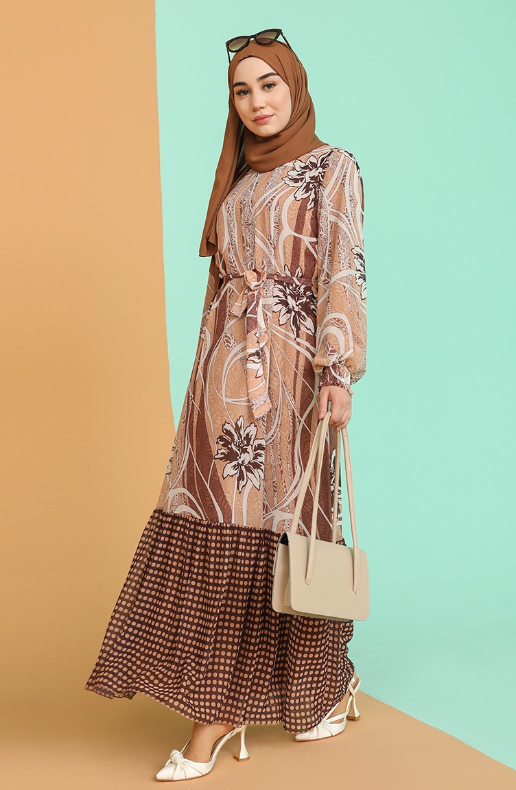 Camel Hijab Dress 21Y3138901-01 | Sefamerve