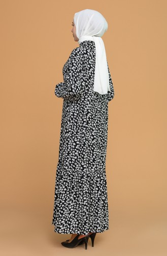 Leopar Desenli Elbise 1001A-01 Siyah
