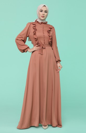 Onion Peel Hijab Evening Dress 4873-03