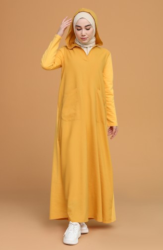 Gelb Hijab Kleider 3281-05