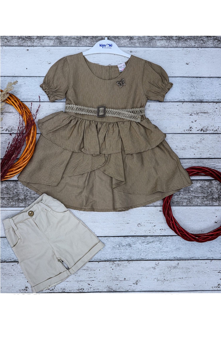 Yazlık Kız Çocuk Bayramlık Elbise Pantolon Takımı 5067-02 Su Yeşili |  Sefamerve