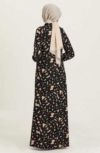 Schwarz Hijab Kleider 5642A-02