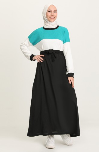 Schwarz Hijab Kleider 4510-02