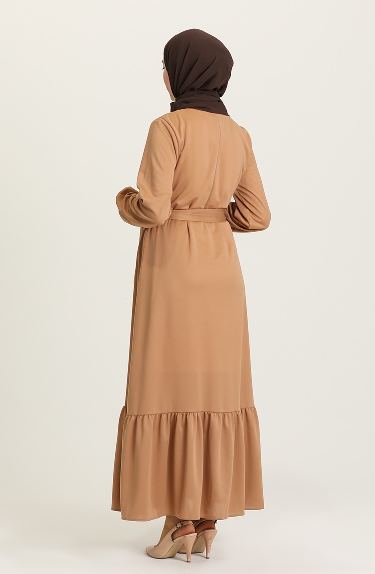 فستان عسلي 3001-07 | Sefamerve