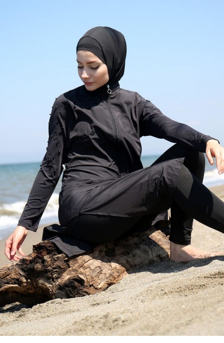 Schwarz Hijab Badeanzug 1092 | Sefamerve