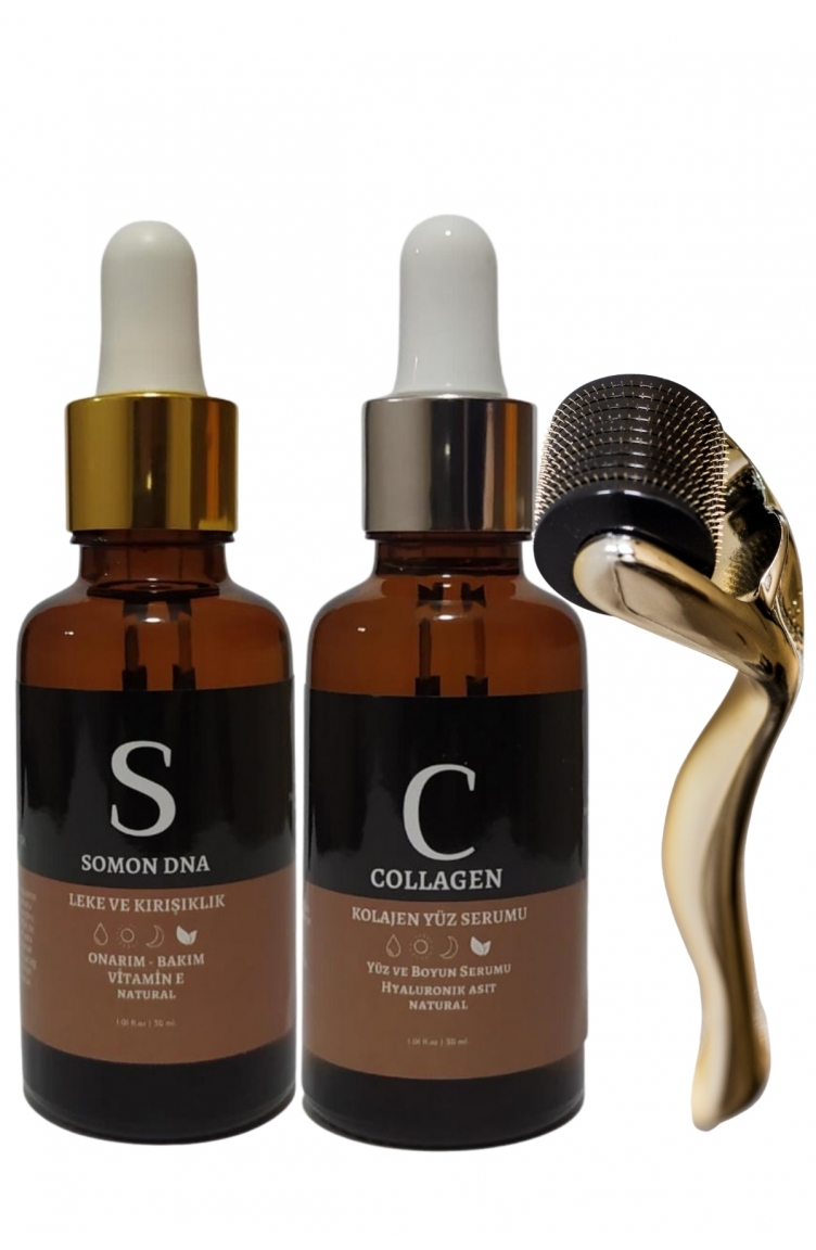 Dermaroller (goldenroller) & Somon Dna & Collagen Serum Gençleştirme Seti  8682340821635-01 Kahverengi | Sefamerve
