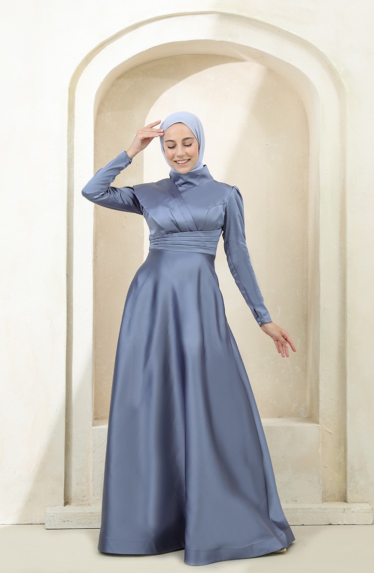 Indigo Hijab Evening Dress 4832-03 | Sefamerve