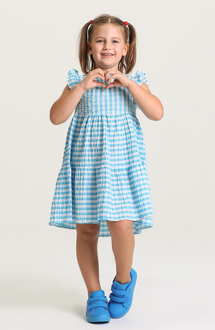 Blue Children`s Dress 5409-03 | Sefamerve