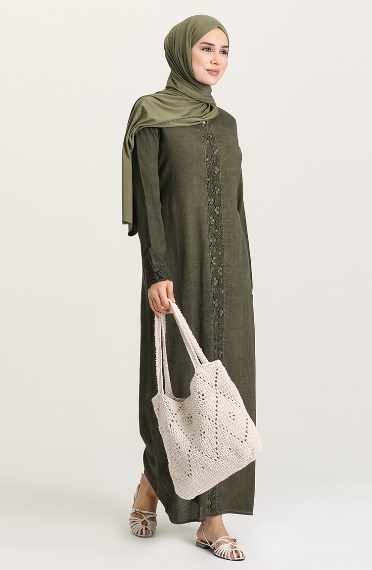 Şile Bezi Otantik Elbise 2025-02 Haki | Sefamerve