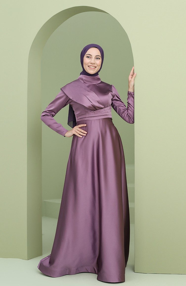 Violet Hijab Evening Dress 4832-06 | Sefamerve