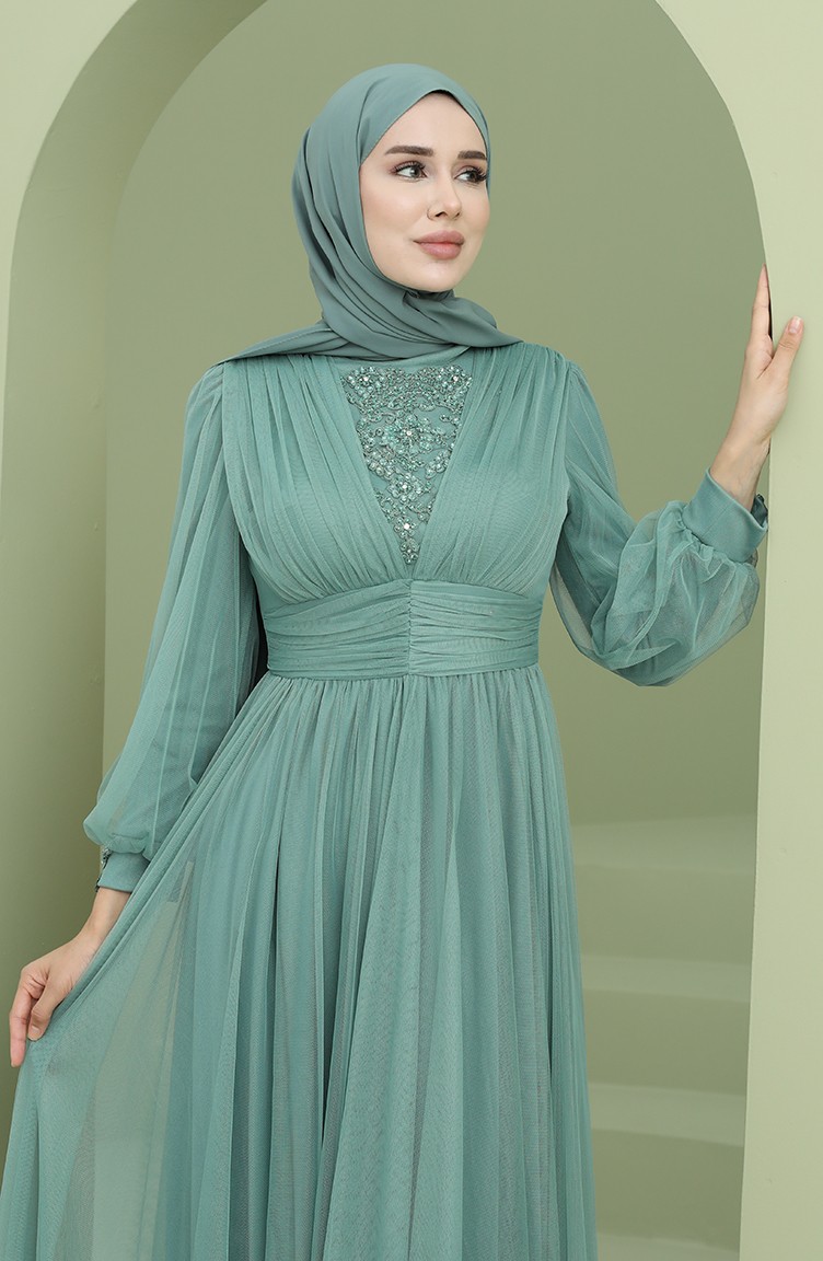 Grün Hijab-Abendkleider 3403-05 | Sefamerve