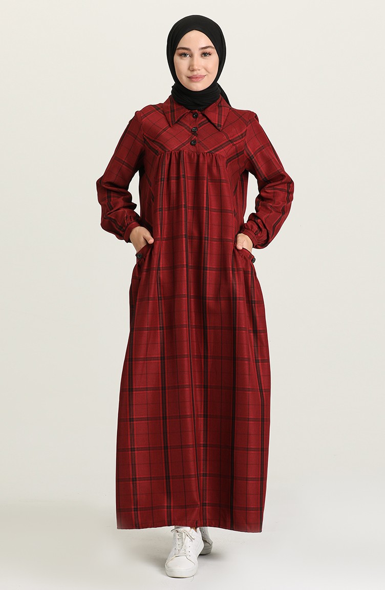 Robalı Salaş Elbise 22K8450-04 Bordo | Sefamerve