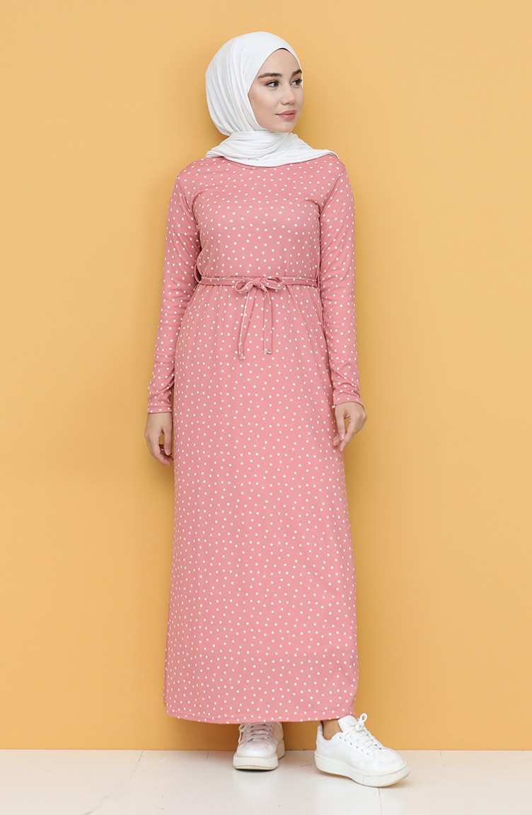 فستان وردي 1053-03 | Sefamerve