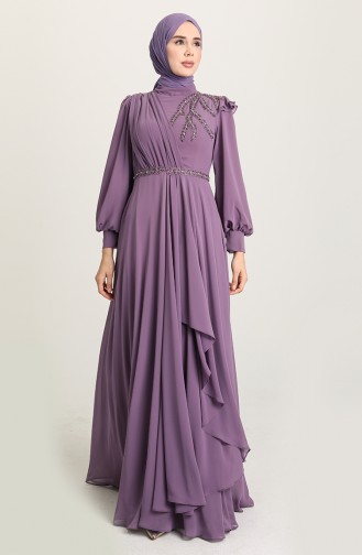 Dunkel-Lila Hijab-Abendkleider 3402-03