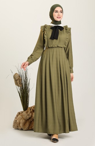 Khaki Hijab Dress 8331-03