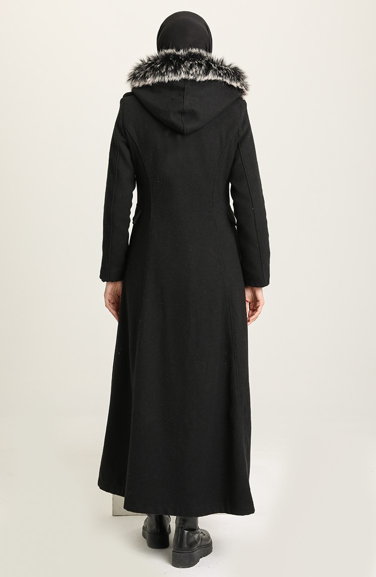 معطف طويل أسود 712010-01 | Sefamerve