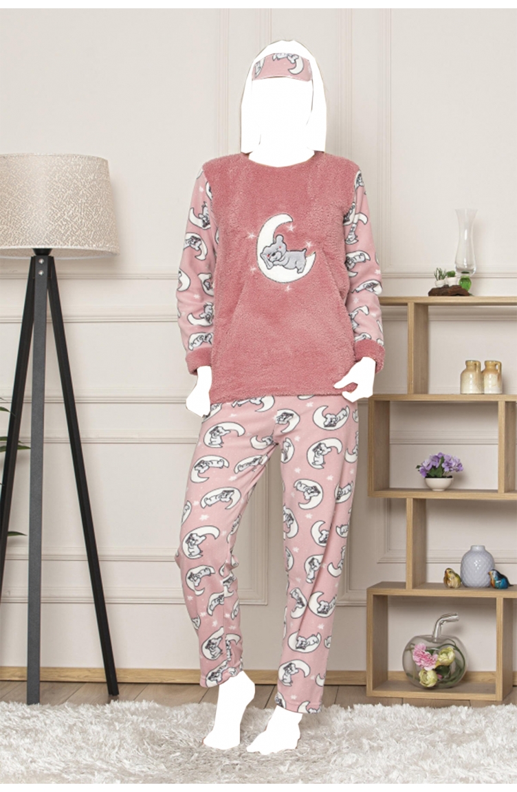 Kadın Kışlık Polar Pijama Takımı Tampap 520 520-01 Pembe | Sefamerve