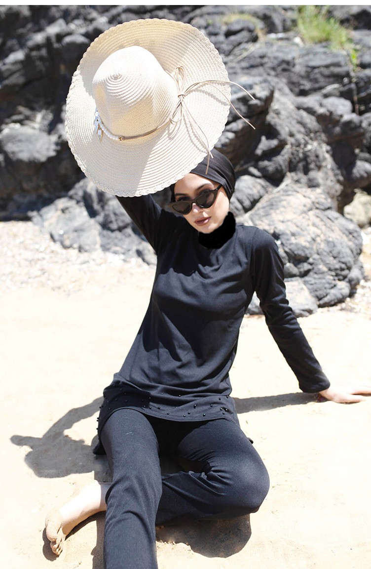 Maillot de Bain Hijab Noir 1085 | Sefamerve