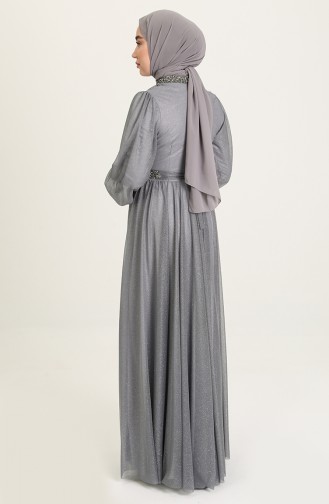 Gray Hijab Evening Dress 5501-18