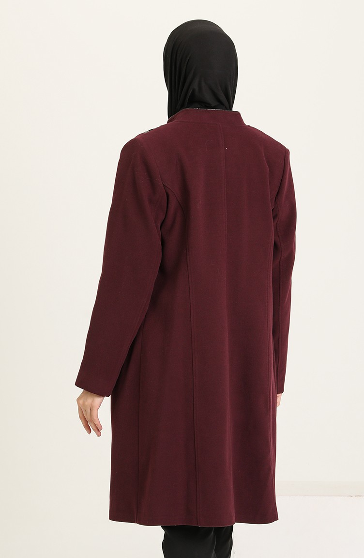 معطف طويل أحمر كلاريت 0416-01 | Sefamerve