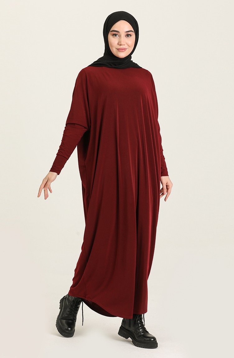Yarasa Kol Salaş Elbise 2000-12 Bordo | Sefamerve