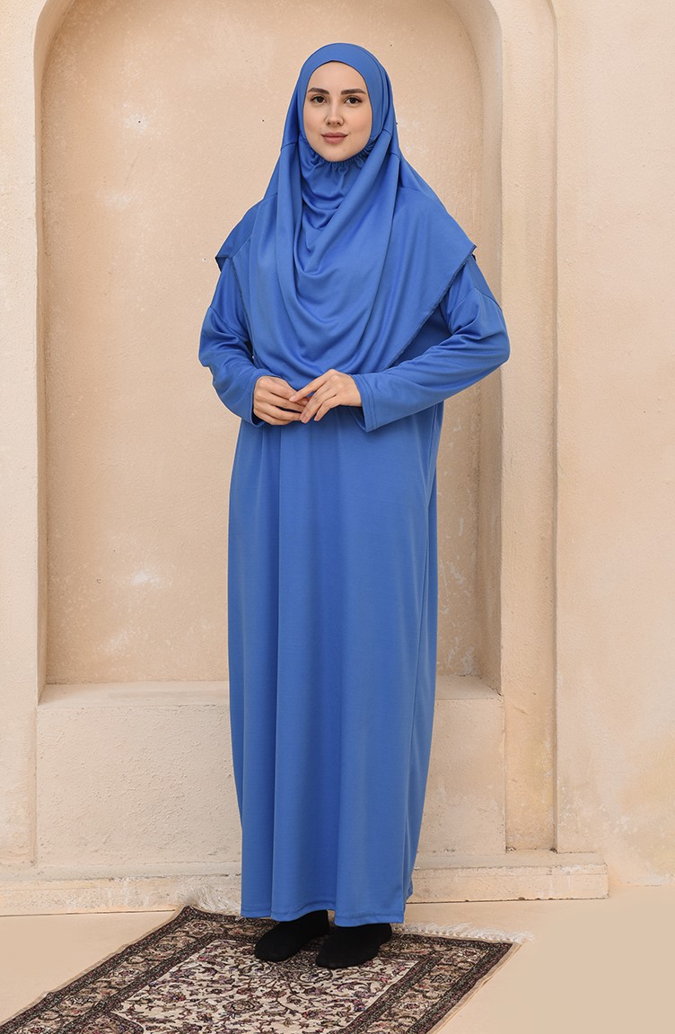 Robe de Prière avec Voile 1200-03 Bleu Roi 1200-03 | Sefamerve