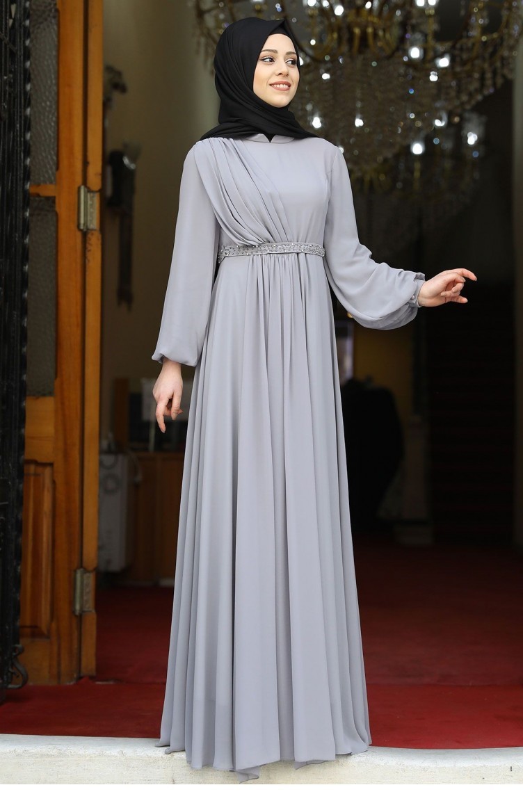Grau Hijab-Abendkleider 1865 | Sefamerve