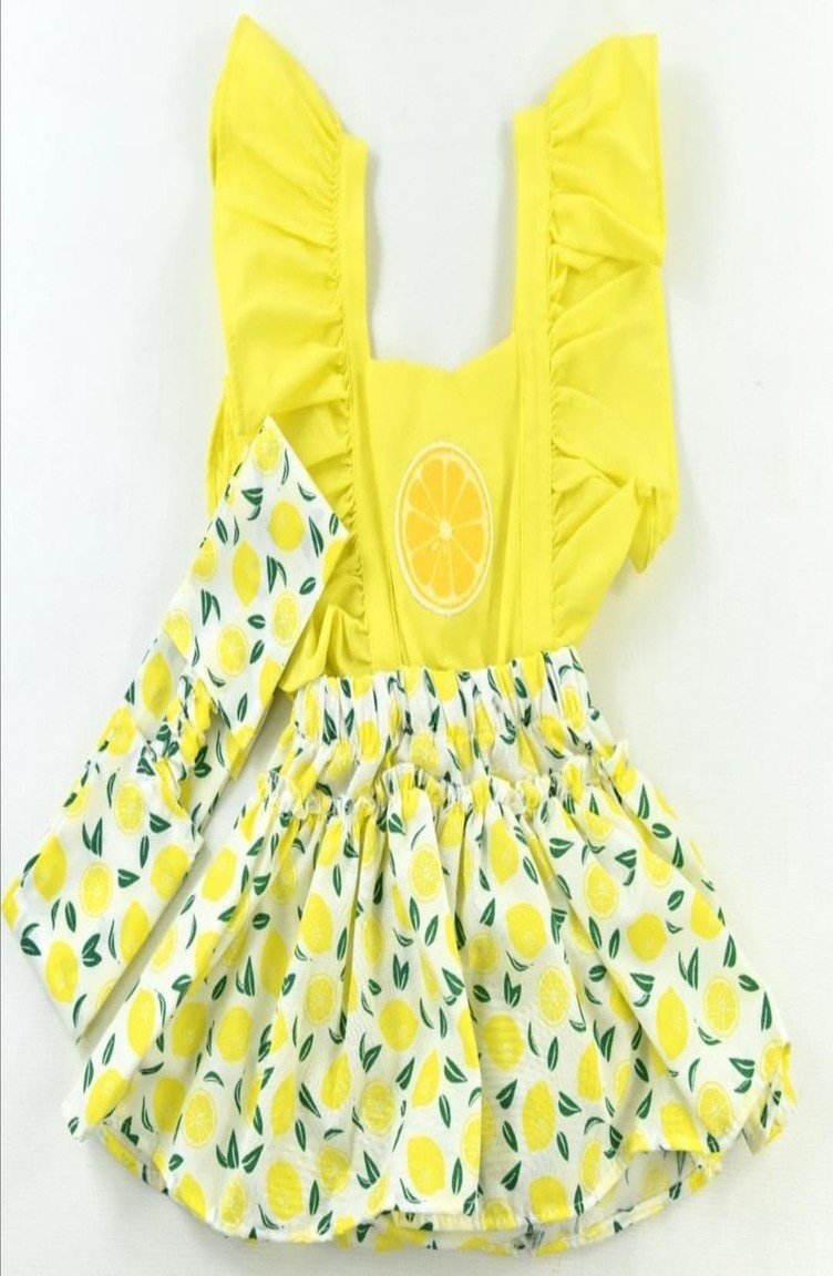 Aryakids Kız Bebek Bandanalı Elbise Neşeli Meyveler 0008-02 Sarı | Sefamerve