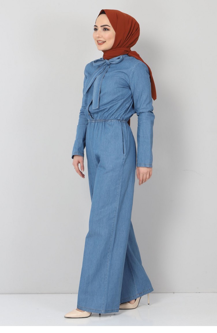 Denim Blue Hijab Dress 9062-1.Açık Kot | Sefamerve