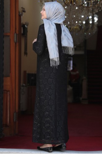 Papatya Tesettür Abiye Elbise Siyah Amine Hüma
