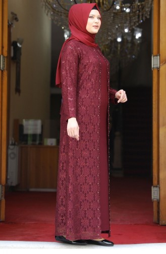 Claret Red Hijab Evening Dress 1974