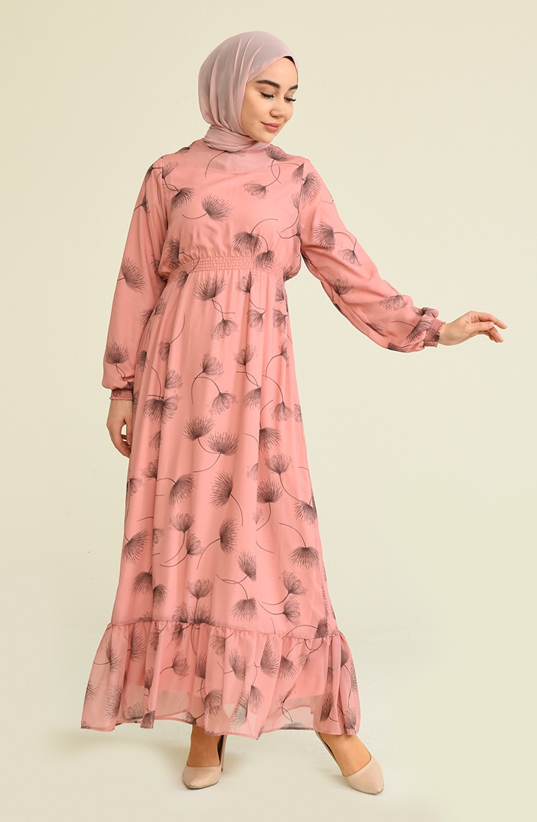 Dusty Rose Hijab Dress 3111-04 | Sefamerve