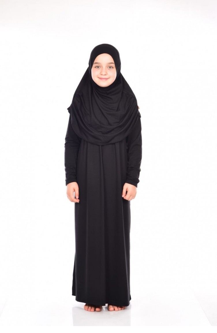 İhvan Çocuk Pratik Namaz Elbisesi 8 12 Yaş Siyah | Sefamerve
