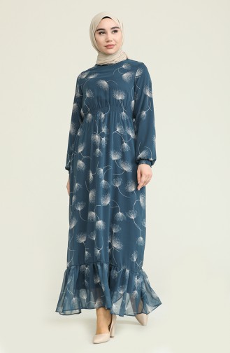 Navy Blue Hijab Dress 3111-05