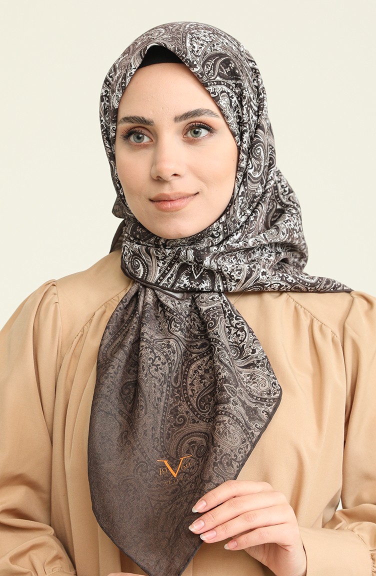 Mandala Desen Elegante Seri Eşarp Eşarp Askısı İle Birlikte 100X100 Cm  Vizon Krem | Sefamerve