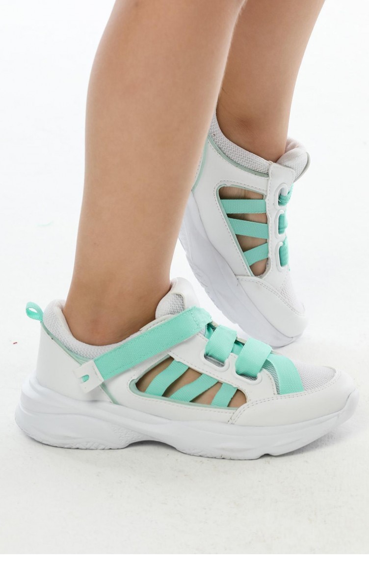 Sandalet Spor Ayakkabı Kız Erkek Çocuk Rahat Kıds02 Beyaz Mavi | Sefamerve