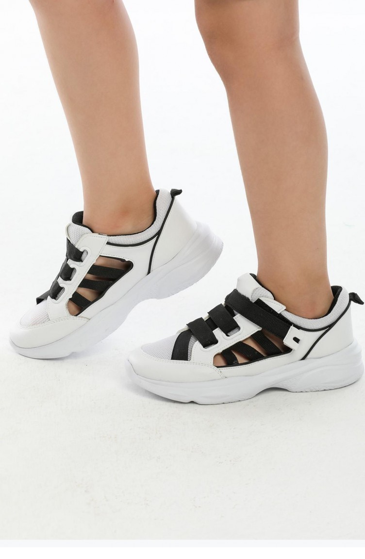 Sandalet Spor Ayakkabı Kız Erkek Çocuk Rahat Kıds02 Siyah Beyaz | Sefamerve