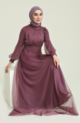 Dusty Rose Hijab Evening Dress 5652-05