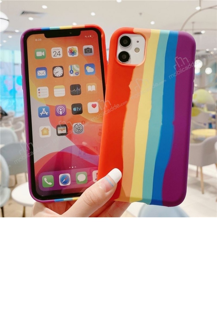 İphone 11 Pro Max Rainbow Lansman Sarı Mor Silikon Kılıf | Sefamerve