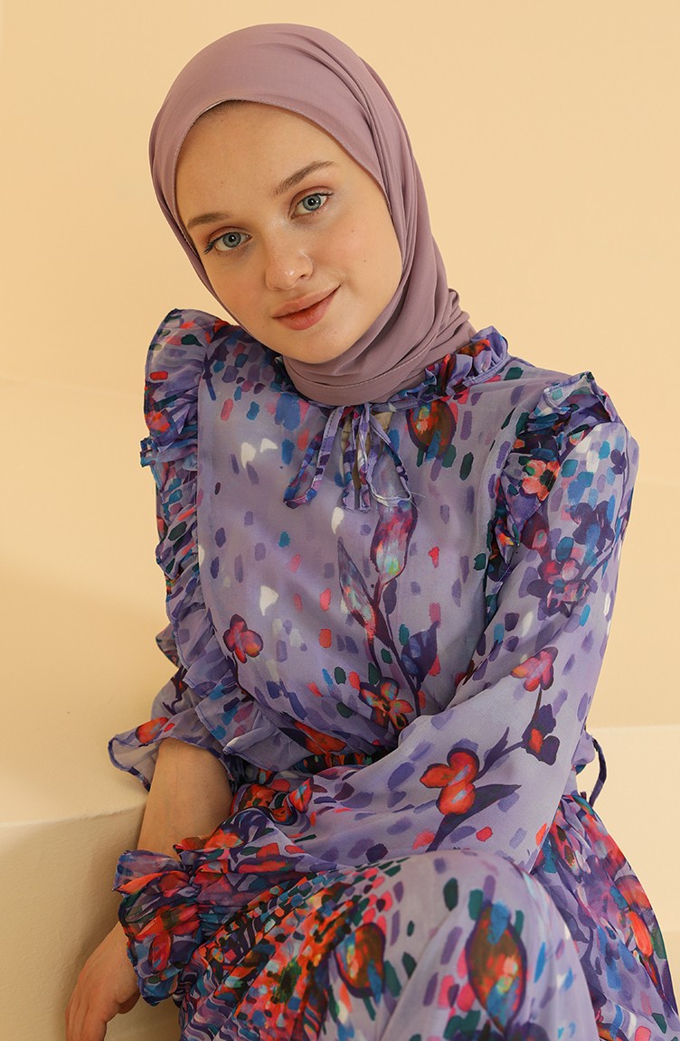 Lila Hijab Kleider 0833-03 | Sefamerve
