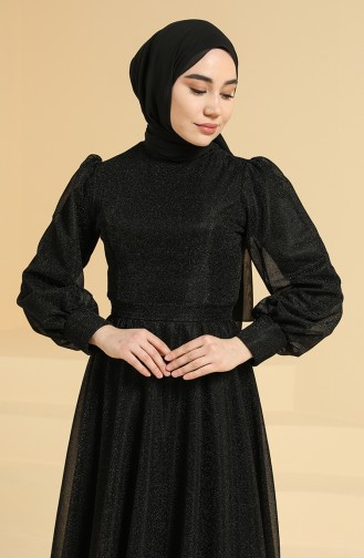 Schwarz Hijab-Abendkleider 80108-02