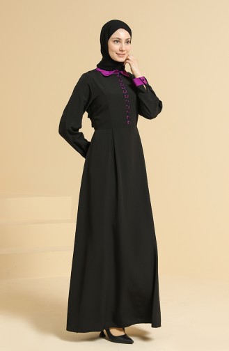 Düğme Detaylı Elbise 2560-02 Siyah