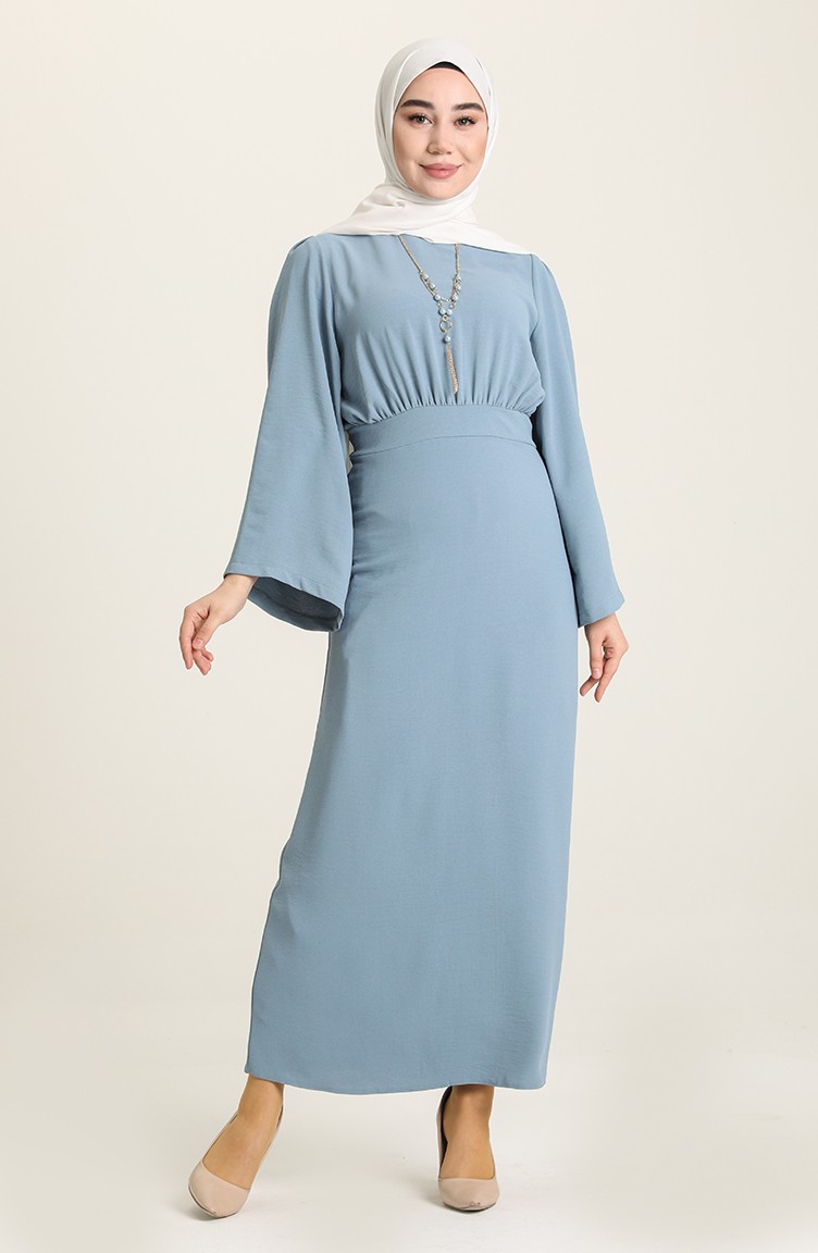 Baby Blue Hijab Dress 4573-03 | Sefamerve