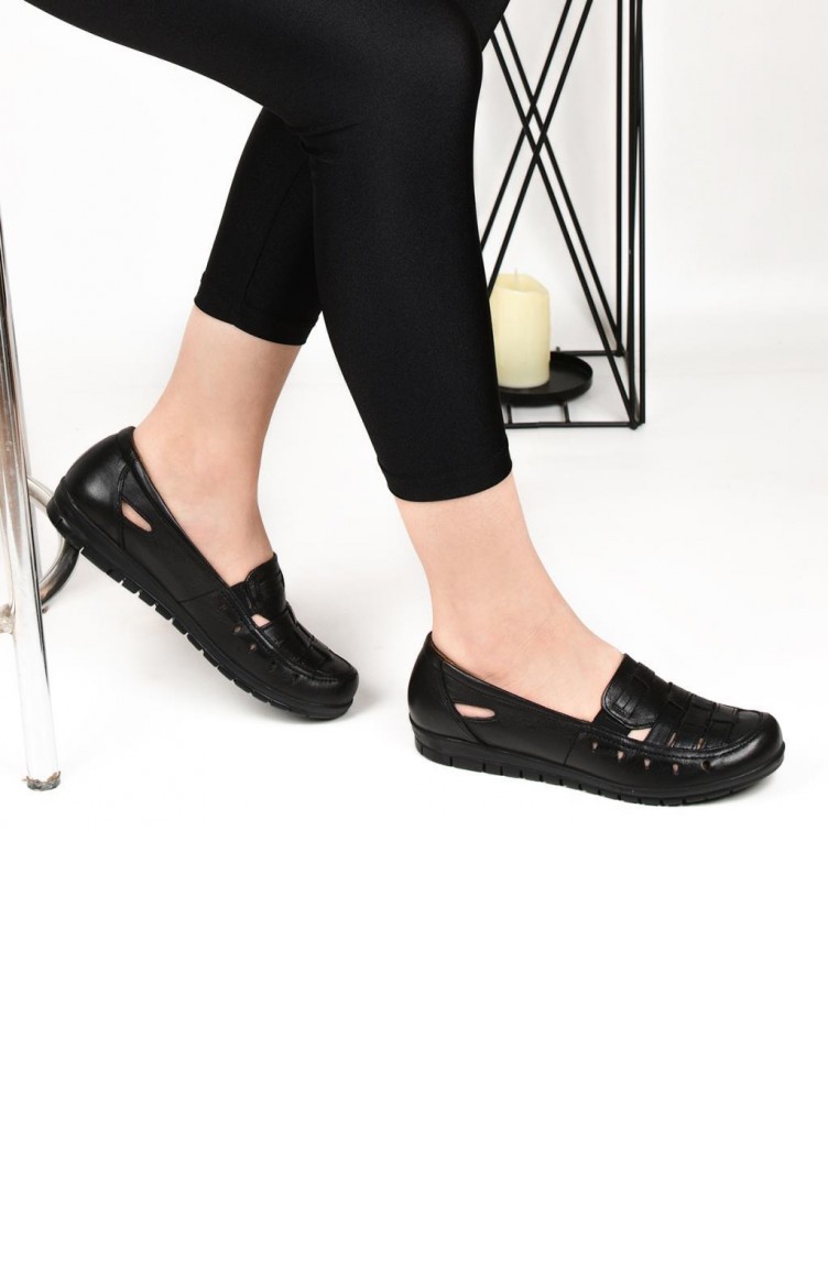 Scavia Orto Pedik Comfort Hakiki Deri Bayan Ayakkabı Siyah | Sefamerve