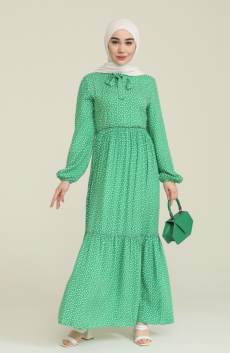فستان أخضر حشيشي 60237-01 | Sefamerve