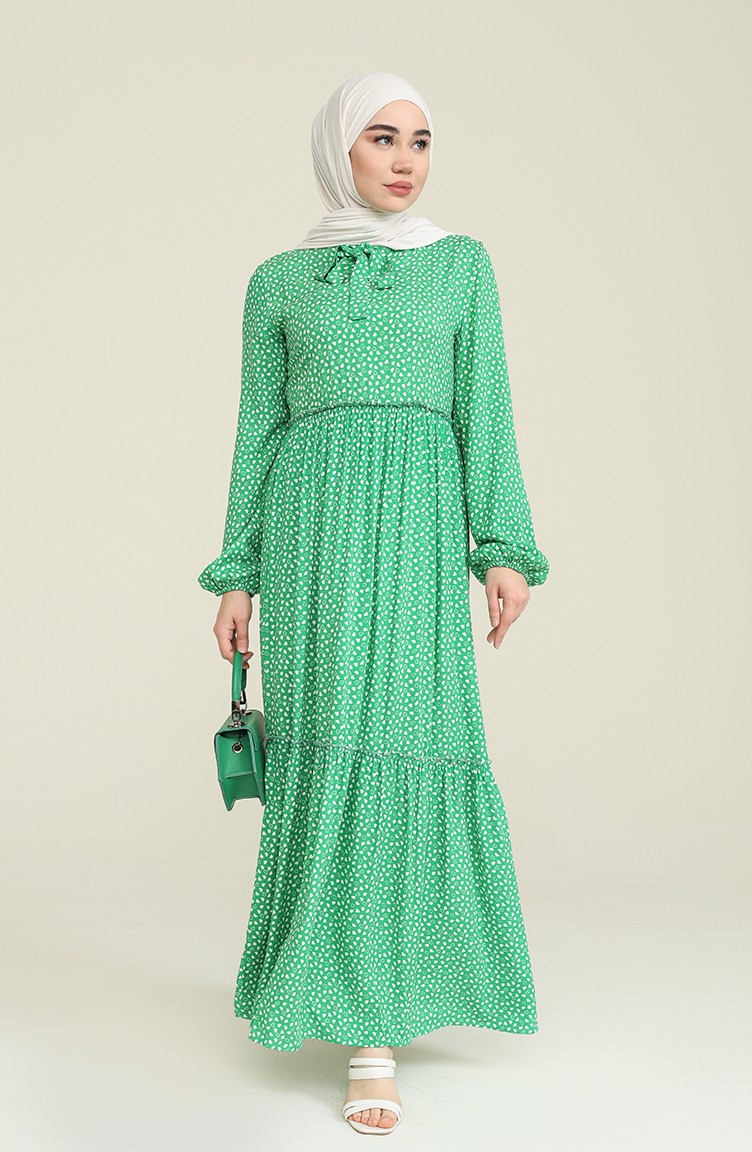 فستان أخضر حشيشي 60237-01 | Sefamerve