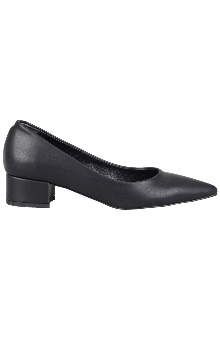 Kalın 3 Cm Topuklu Siyah Stiletto Kadın Ayakkabı Beew Siyah | Sefamerve